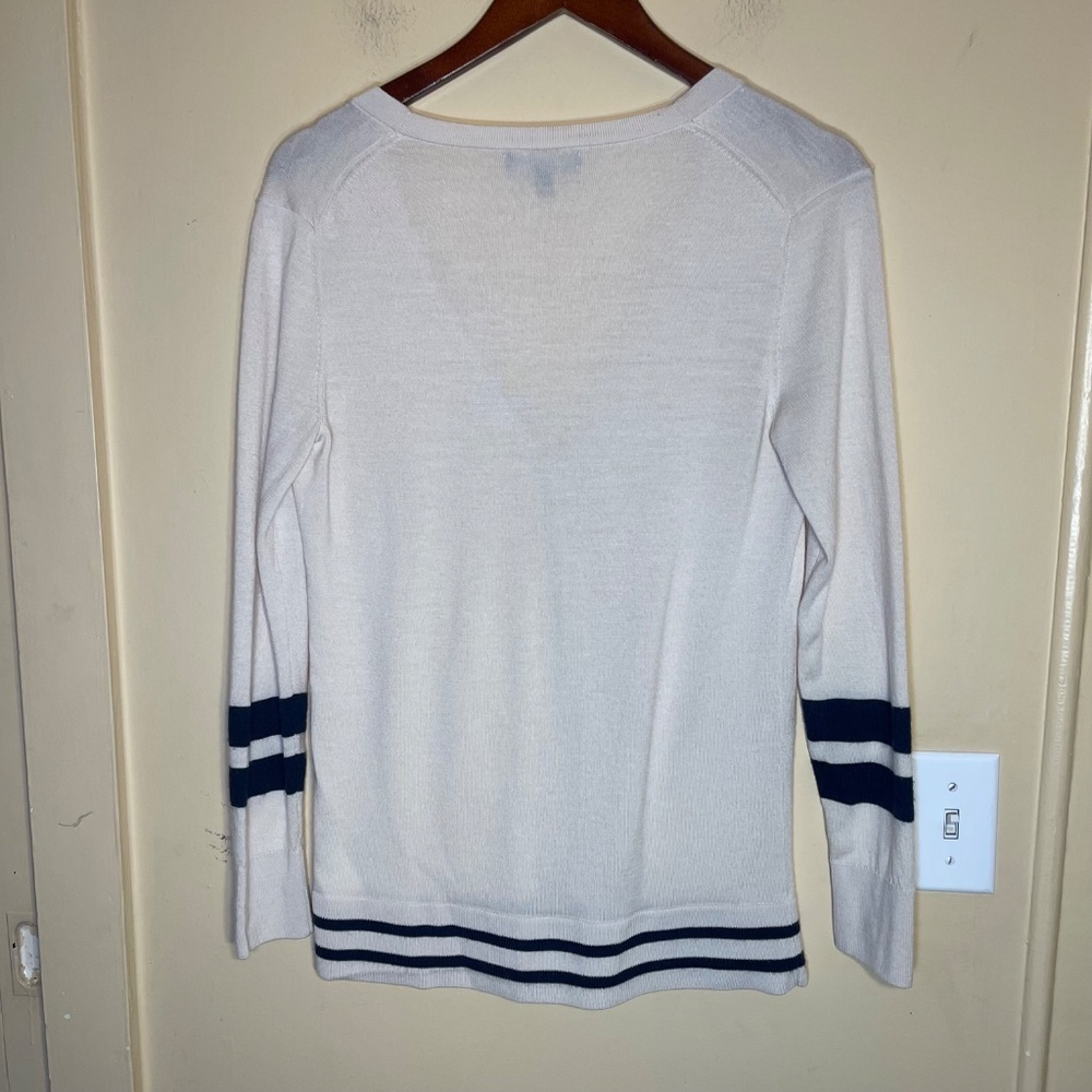 Cream Cardigan with Navy Stripes - Picture 8 of 8